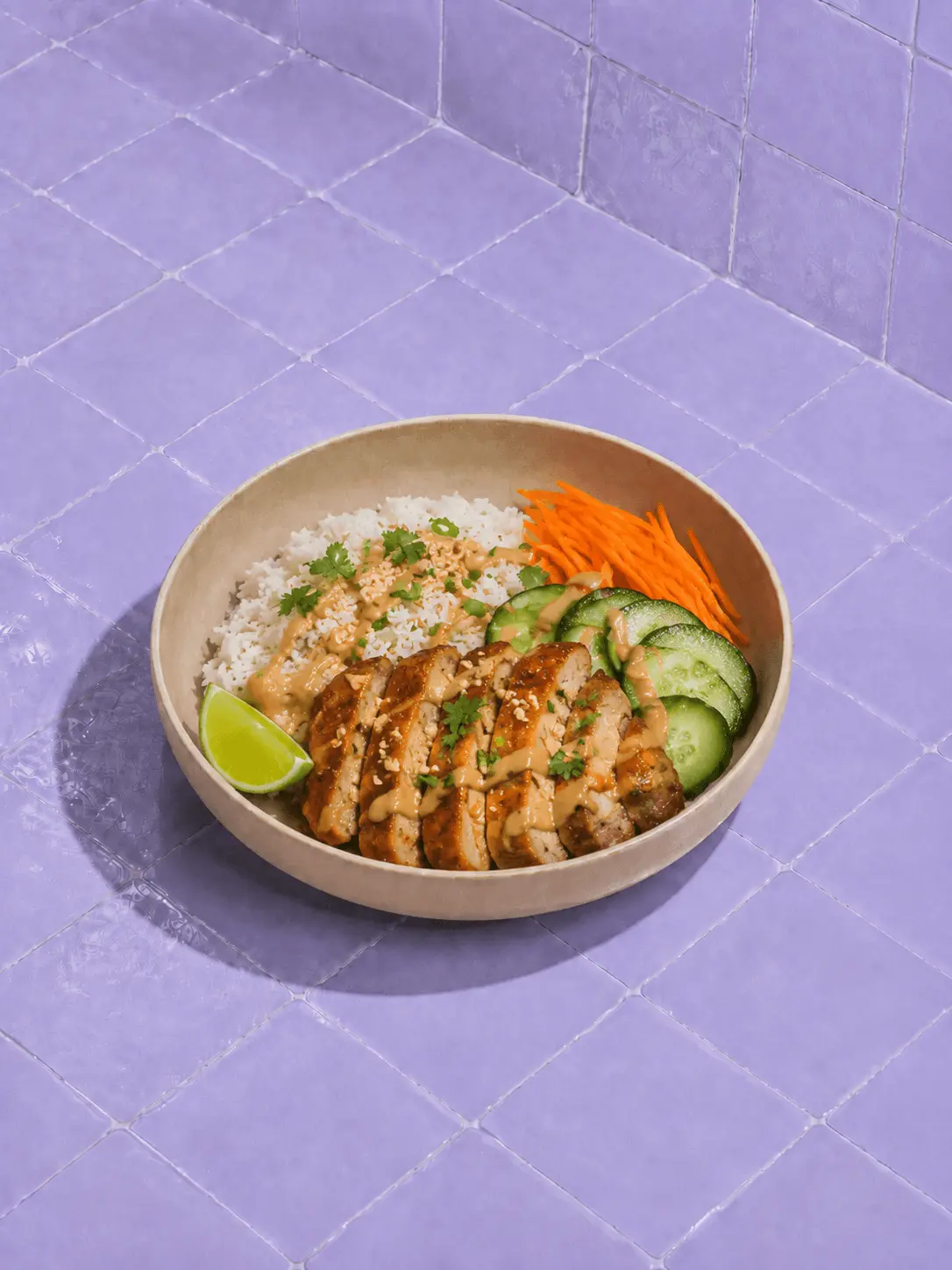 Thai Peanut Chicken Rice Bowl